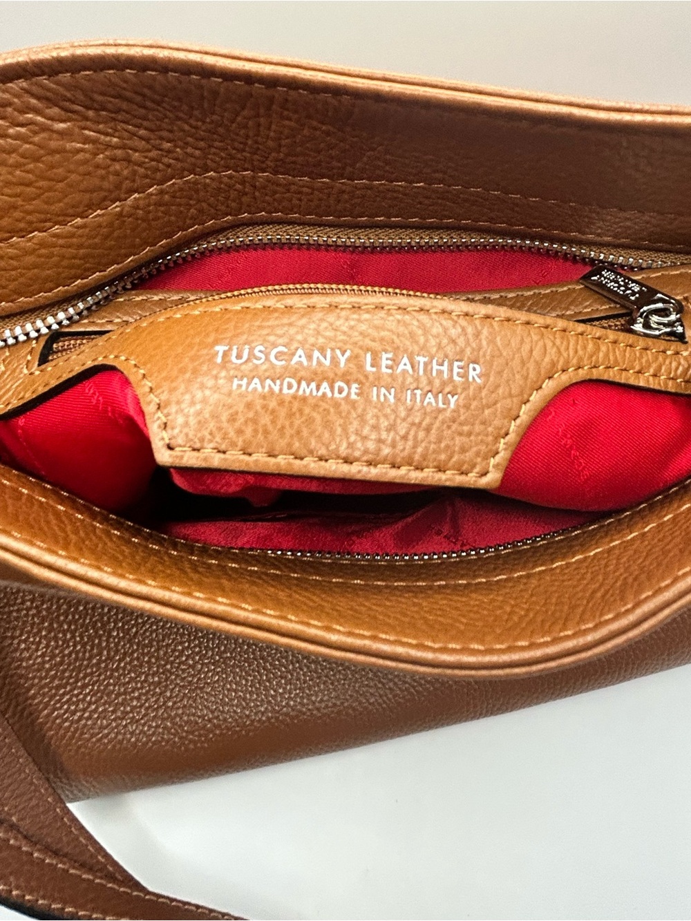 Tuscany Leather Cognac Pebbled Shoulder/Crossbody Bag - Picture 11 of 11